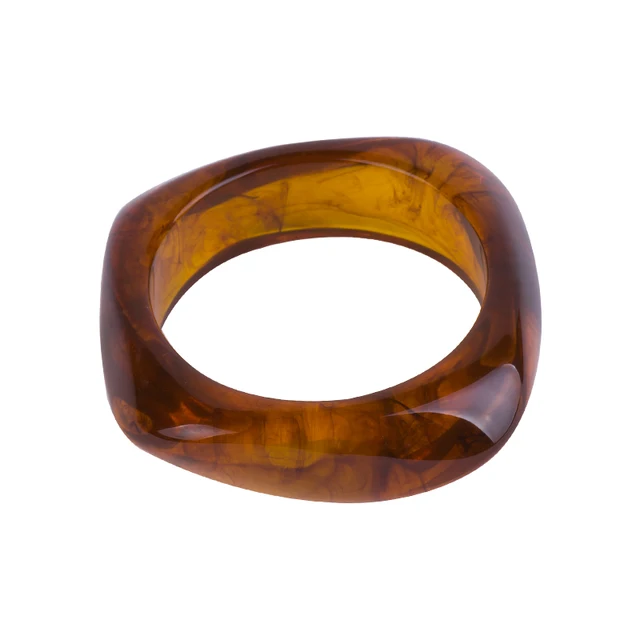 Pulsera para mujer retro multicolor de plástico gruesa con colgantes