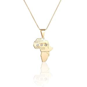 Collar de eslabones urbanos de cristal de forma africana, diseño retro y acabado dorado