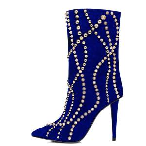 Botines de tacón de aguja con tachas y punta cónica