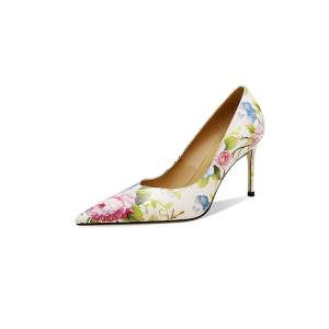 Mujeres zapatos planos de cuero de vestir con estampado y punta afinada