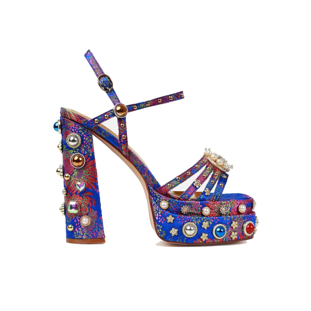 Sandalias de mujer de noche de punta abierta con plataforma de cristal