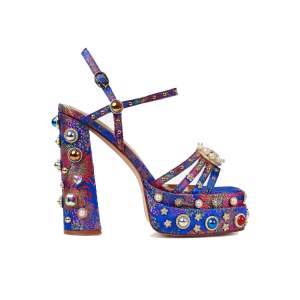 Sandalias de mujer de noche de punta abierta con plataforma de cristal