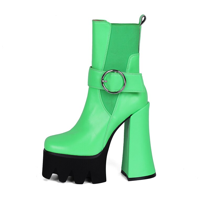 Botines elegantes de plataforma de tacón stiletto de poliuretano para mujeres
