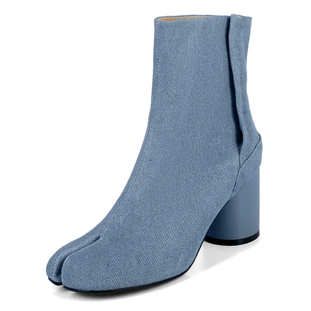 Botas clásicas de cuero de punta puntiaguda y tacón ancho