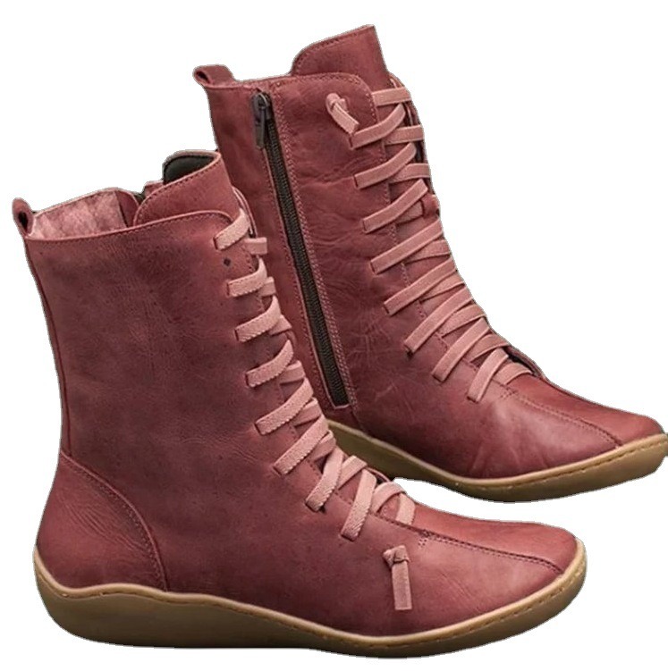 Botines holgados de cuero sintético para mujer