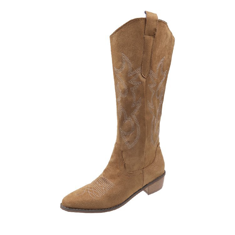 Botas de combate de tacón grueso marrón claro