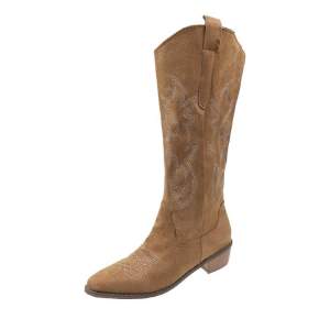 Botas de combate de tacón grueso marrón claro