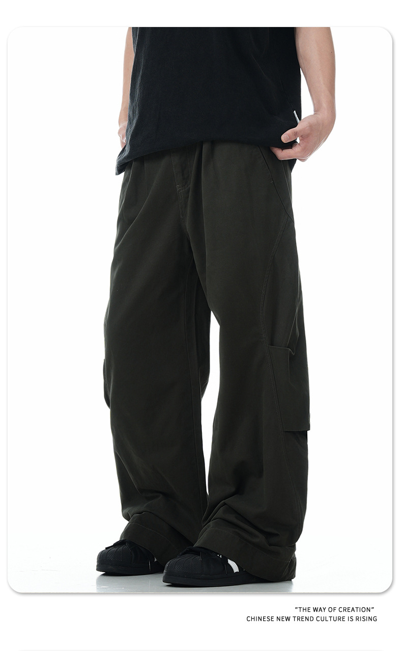 Pantalones de hombre de corte relajado, utilitarios, con bajo de cremallera