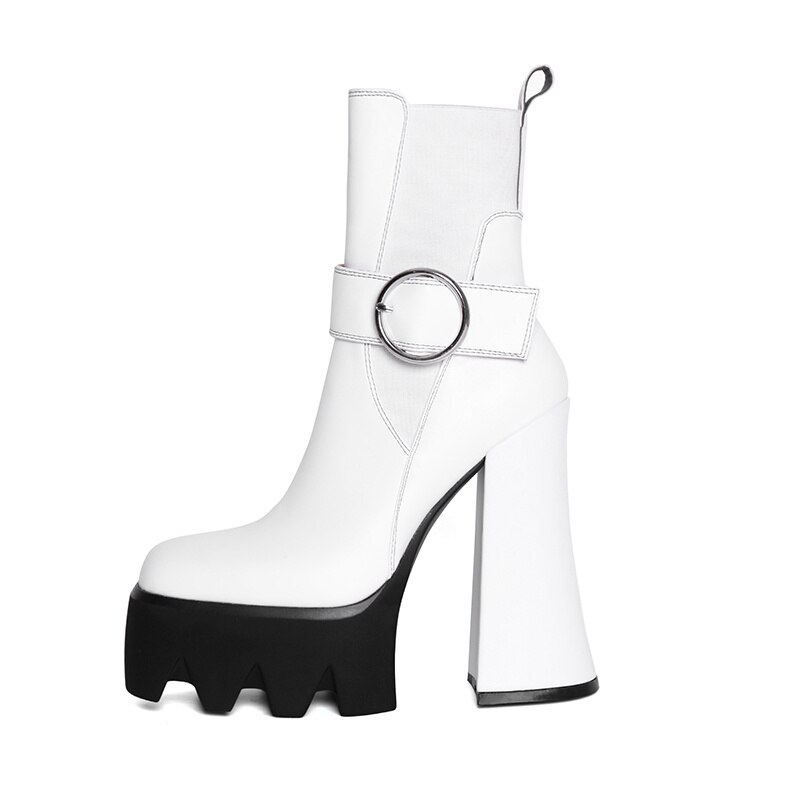 Botines elegantes de plataforma de tacón stiletto de poliuretano para mujeres