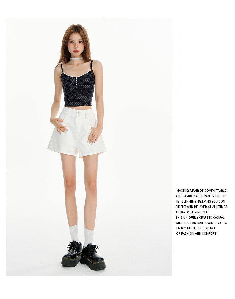 Shorts de cintura elevada minimalistas acampanados