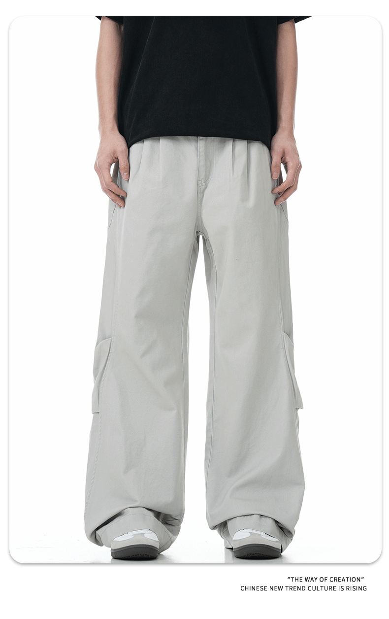 Pantalones de hombre de corte relajado, utilitarios, con bajo de cremallera