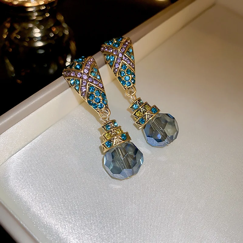 Pendientes de aleación con flecos de cristal en forma de lágrima
