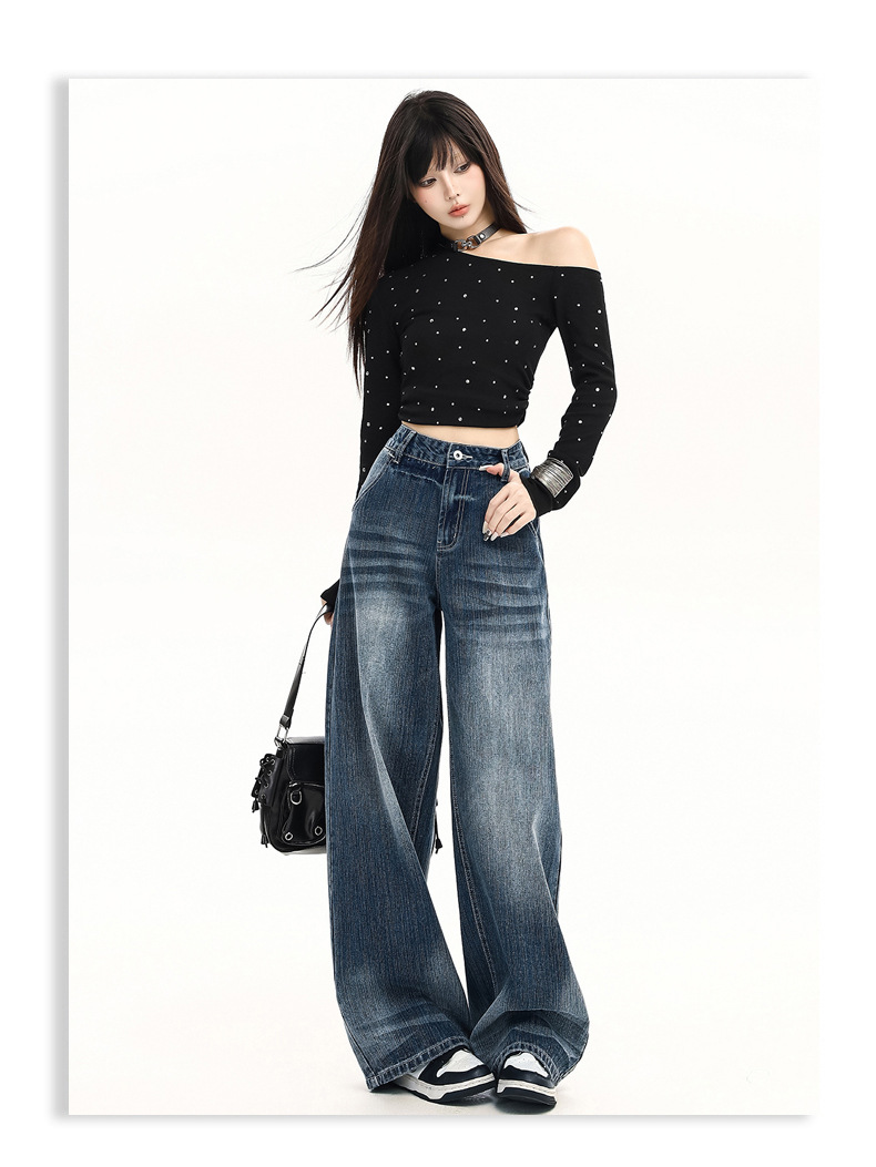 Jeans holgados de mezclilla de estilo streetwear para mujer