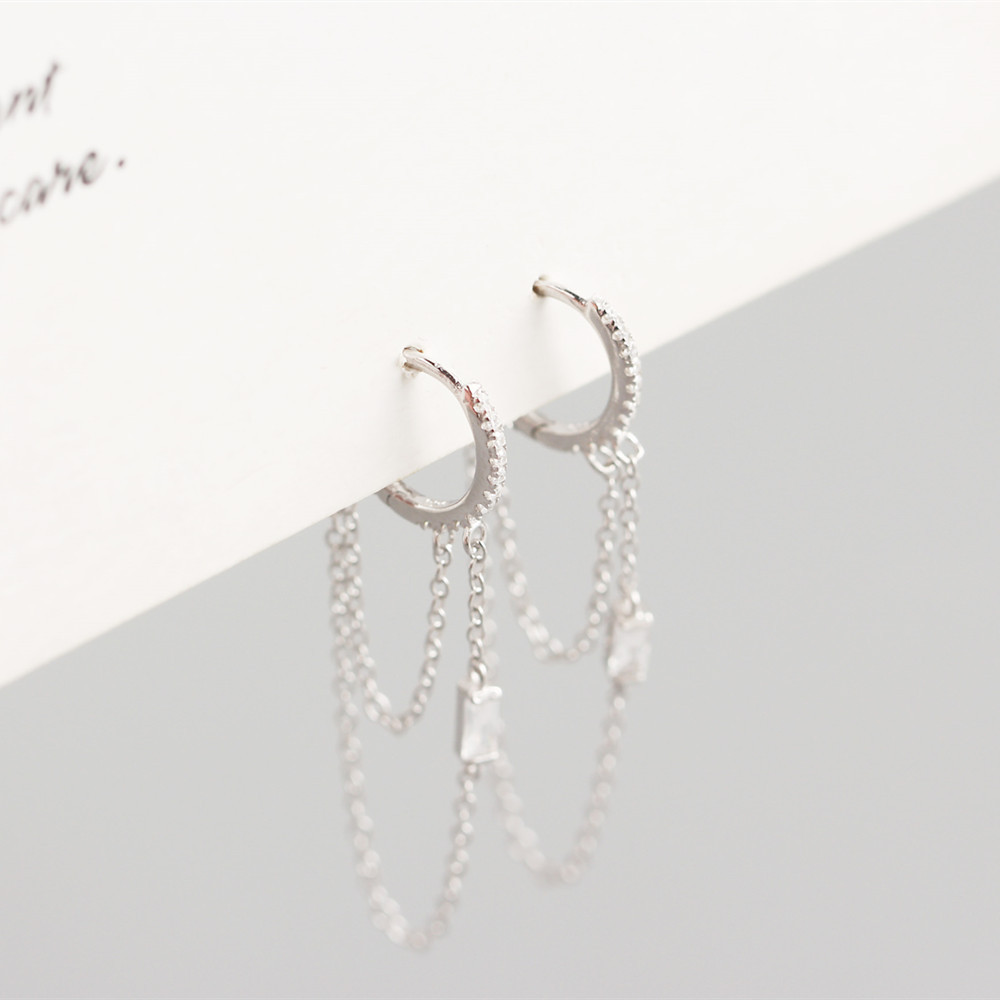 Aretes colgantes con flecos de eslabones