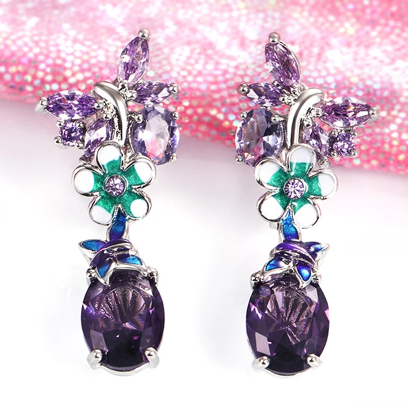 Aretes de jardín de cobre y zircón