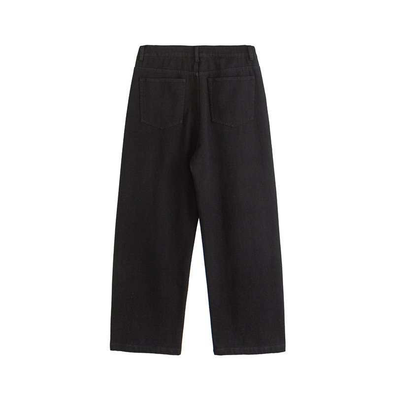 Pantalones de poliéster lisos de cintura media con líneas limpias