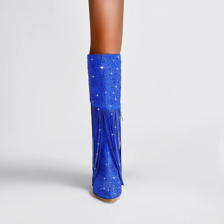 Botas altas de goma gruesas con puntera en v para mujer
