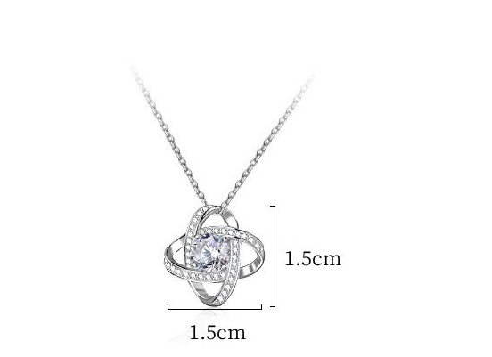 Collar pavé de trébol de cuatro hojas de la suerte