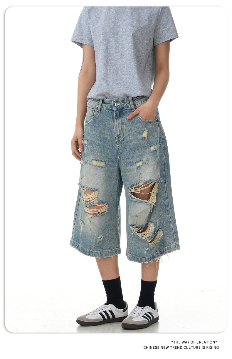 Vintage jeans holgados de algodón cortos