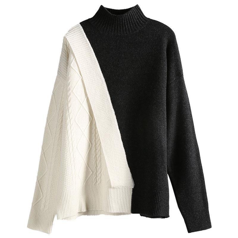 Suéter de cuello redondo de acrílico grueso para damas con manga larga completa para clima frío