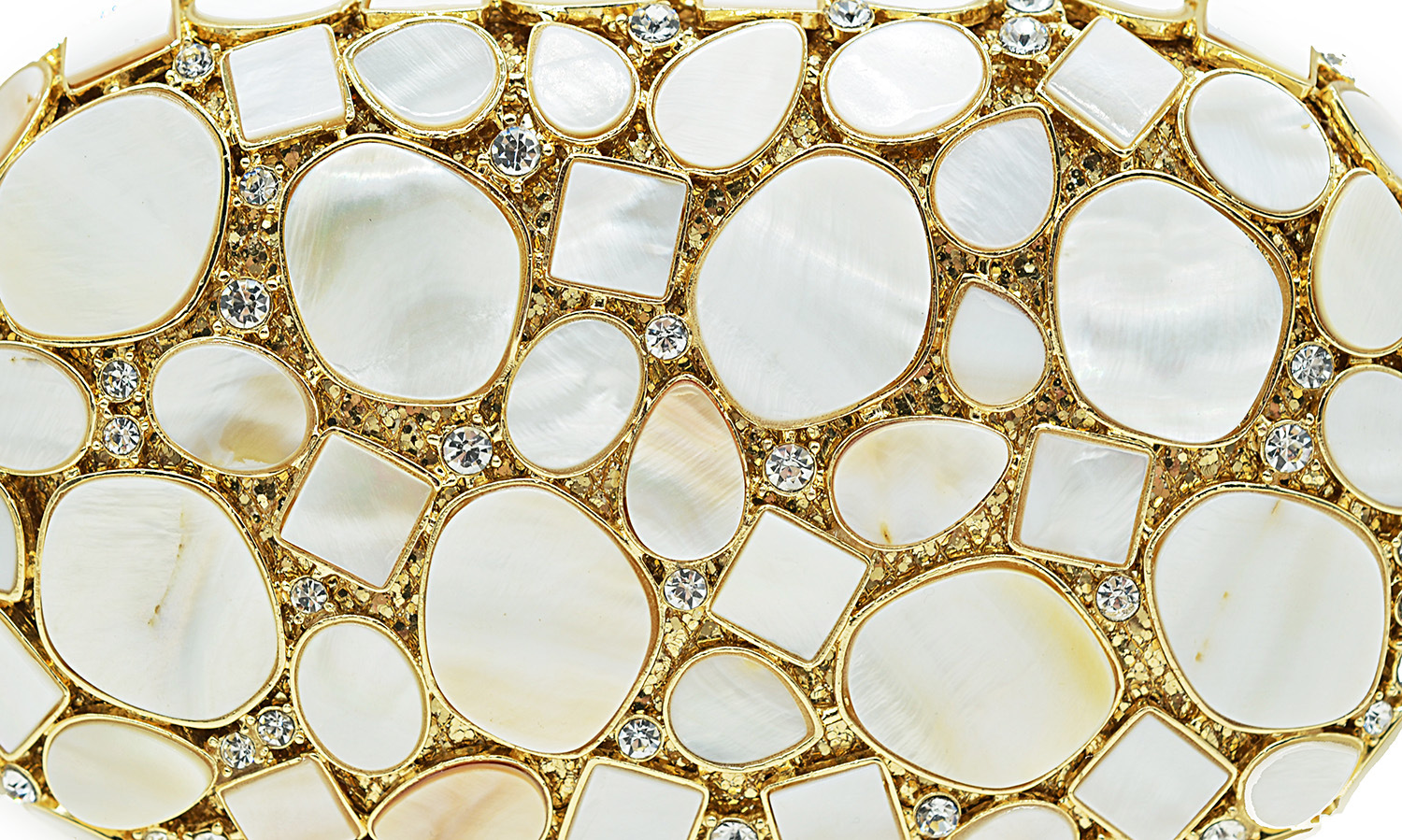 Minaudière de metal marfil brillante para damas