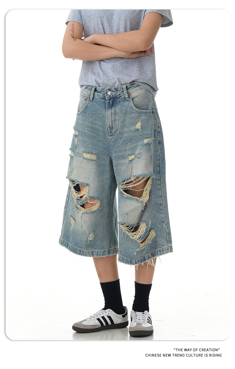 Vintage jeans holgados de algodón cortos