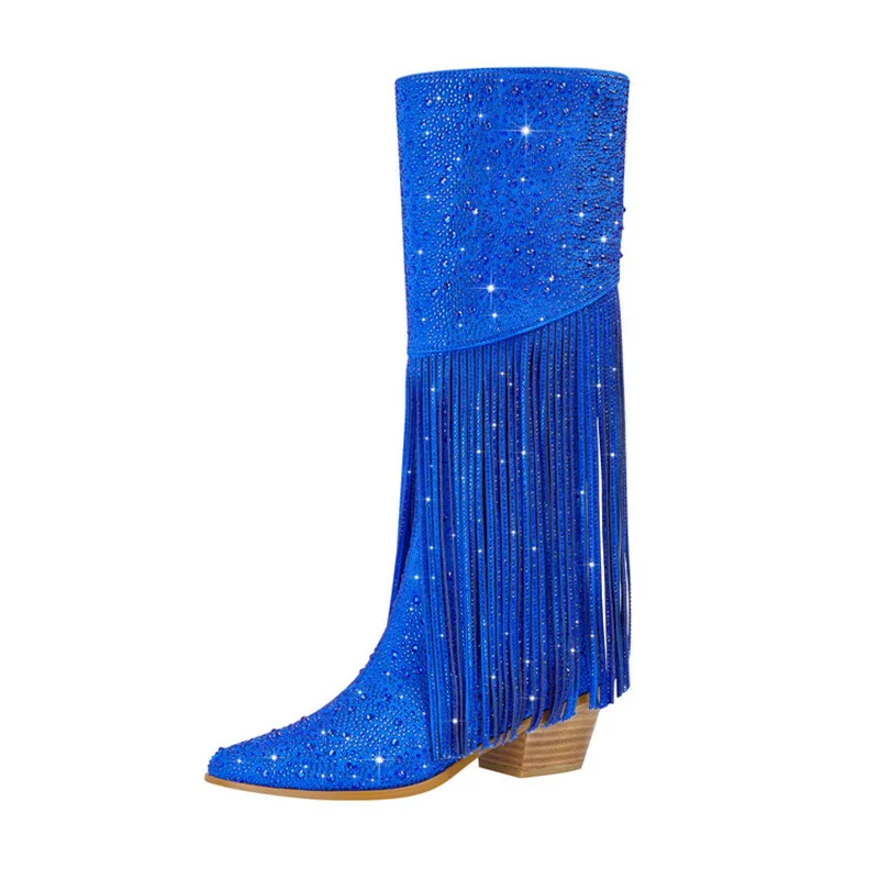 Botas altas de goma gruesas con puntera en v para mujer
