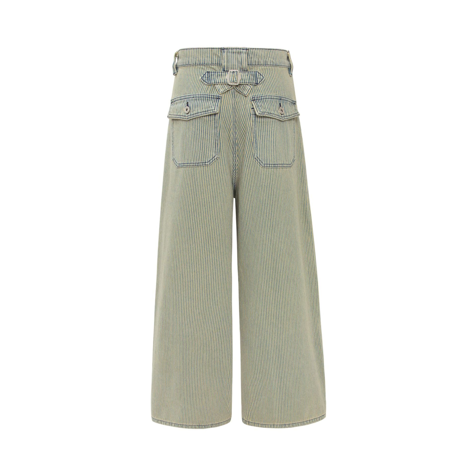Pantalones utilitarios de rayas asimétricas oversized premium para hombre
