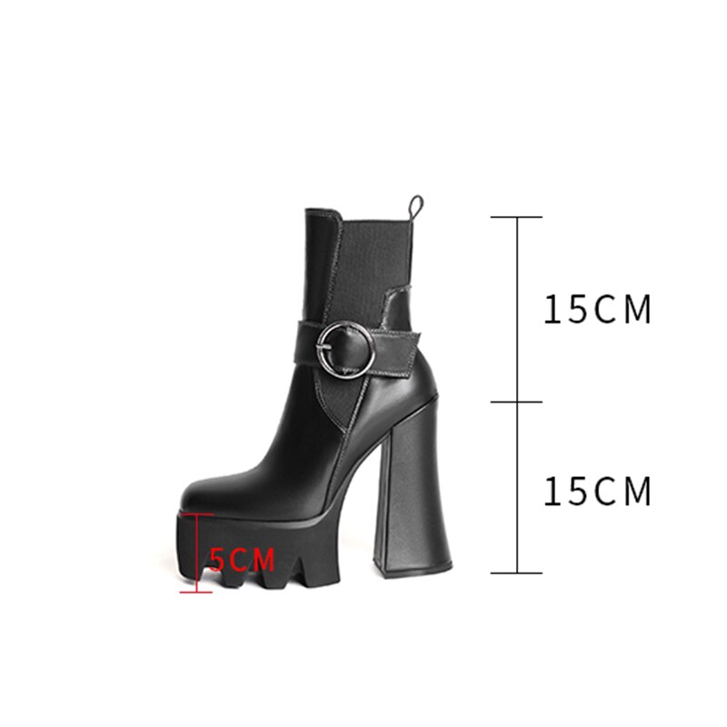 Botines elegantes de plataforma de tacón stiletto de poliuretano para mujeres