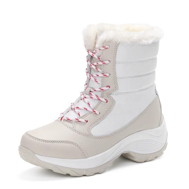 Bota de invierno de poliuretano de mujer con tacón bajo grueso
