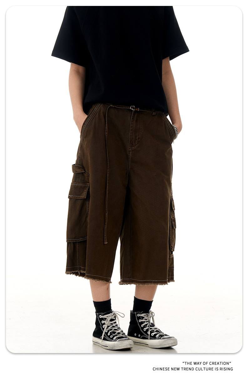 Pantalones rectos cortos de algodón utilitarios unisex