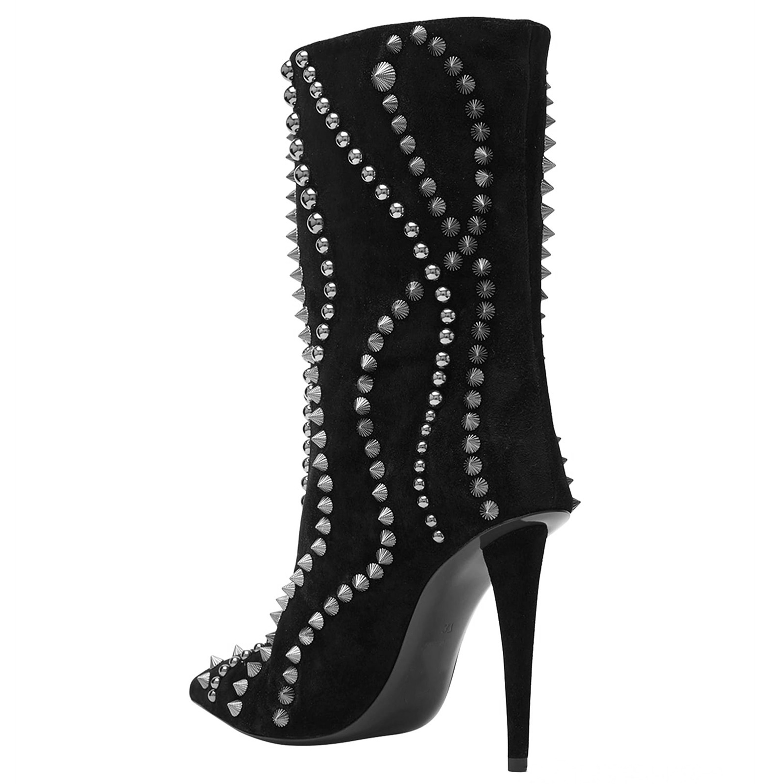 Botines de tacón de aguja con tachas y punta cónica