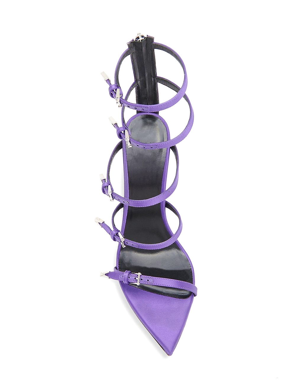 Sandalias de ajuste ancho de tacón stiletto para mujer con punta almendra y tiras