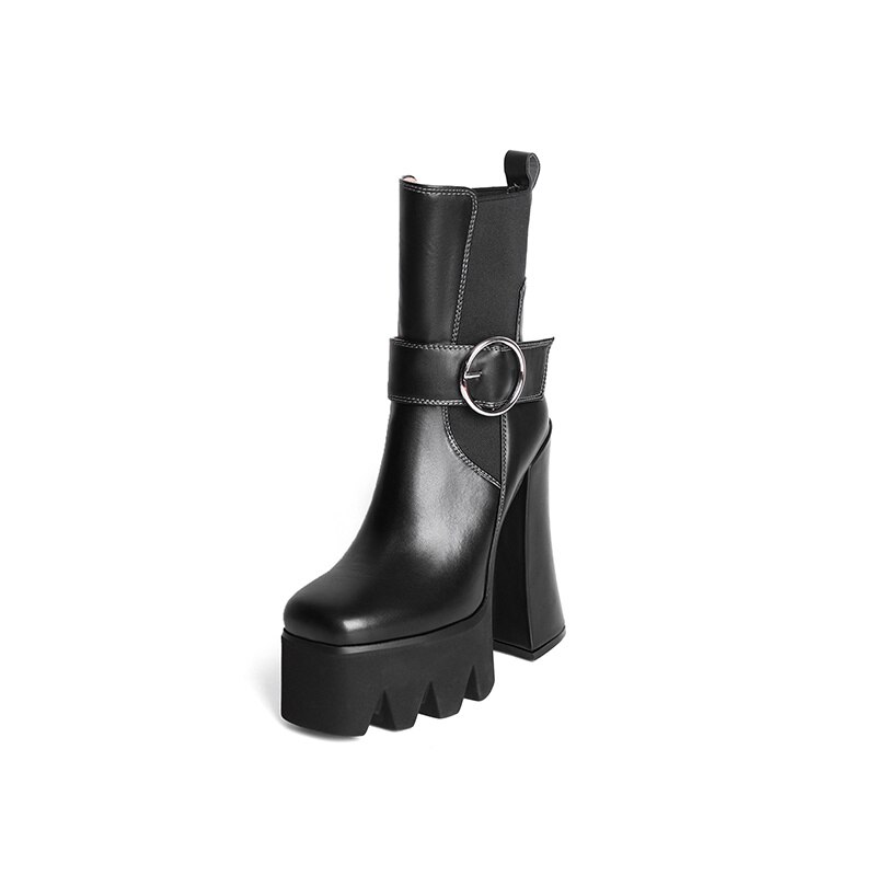 Botines elegantes de plataforma de tacón stiletto de poliuretano para mujeres