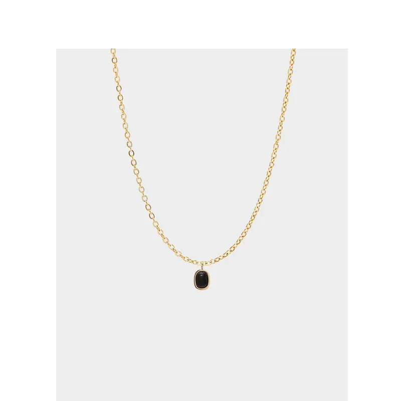 Collar minimalista delicado de piedra oscura