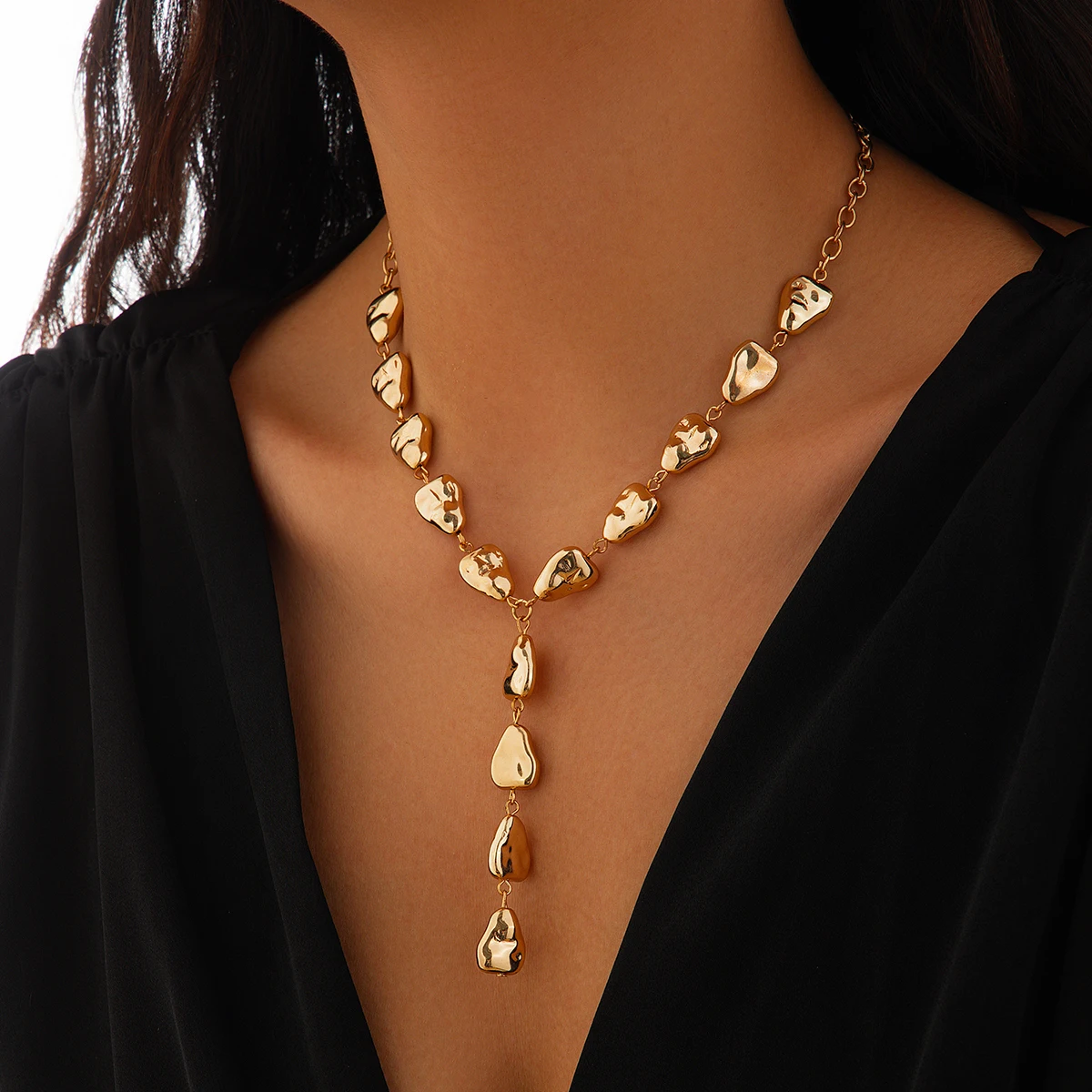 Lariat de resina con personalidad con flecos de gota
