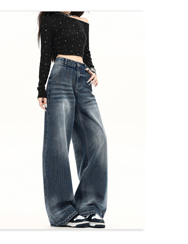 Jeans holgados de mezclilla de estilo streetwear para mujer