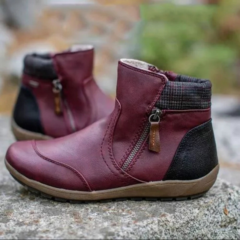 Botas de combate de caña baja con cierre lateral para ella