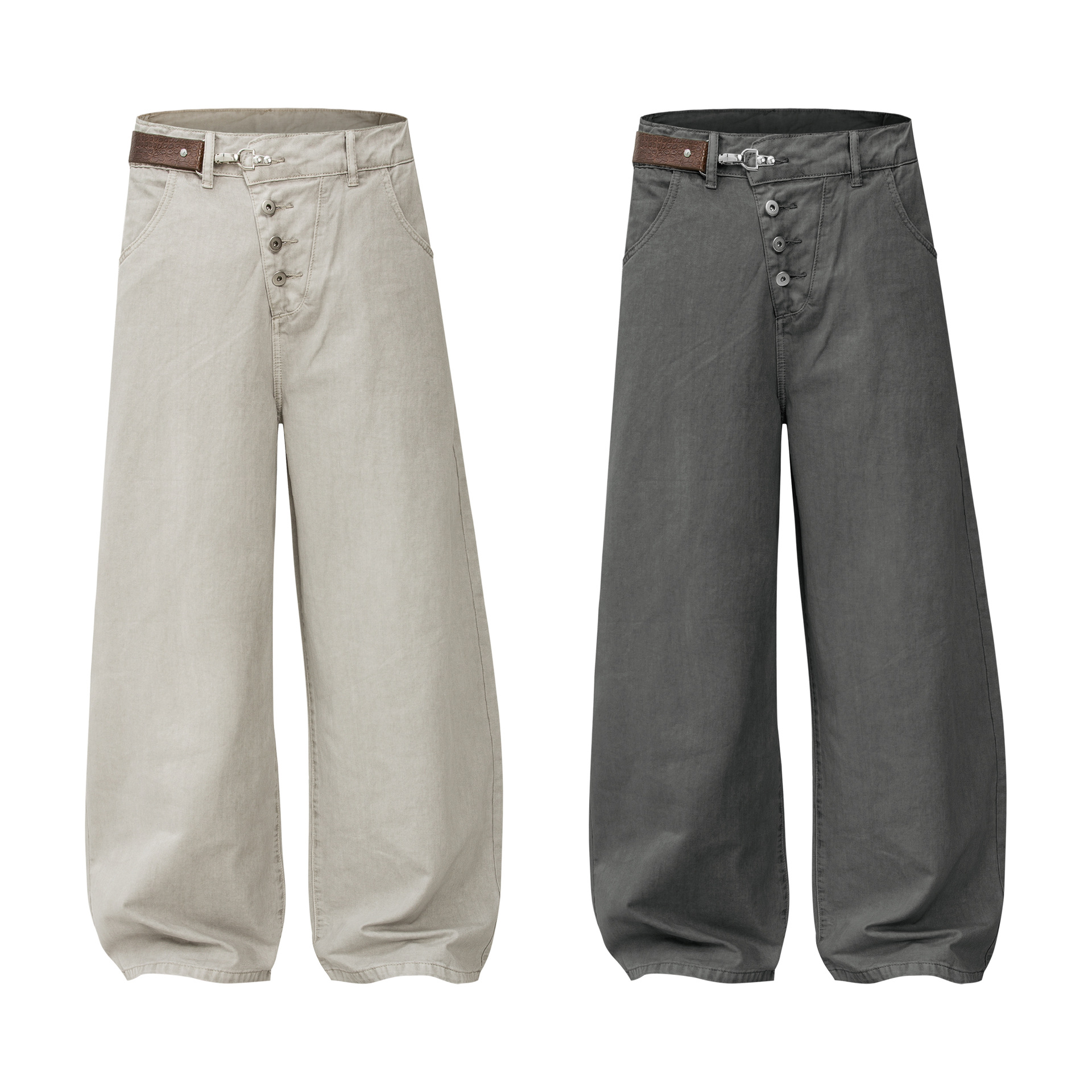 Vaqueros de algodón vintage asimétricos oversized para hombre