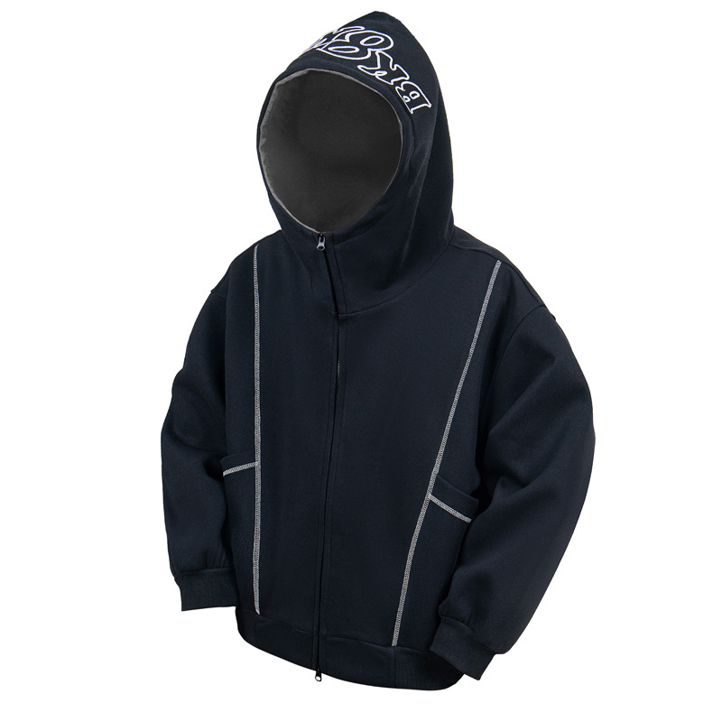 Sudadera con capucha y cremallera de estilo callejero, de ajuste relajado, con estampado de letras