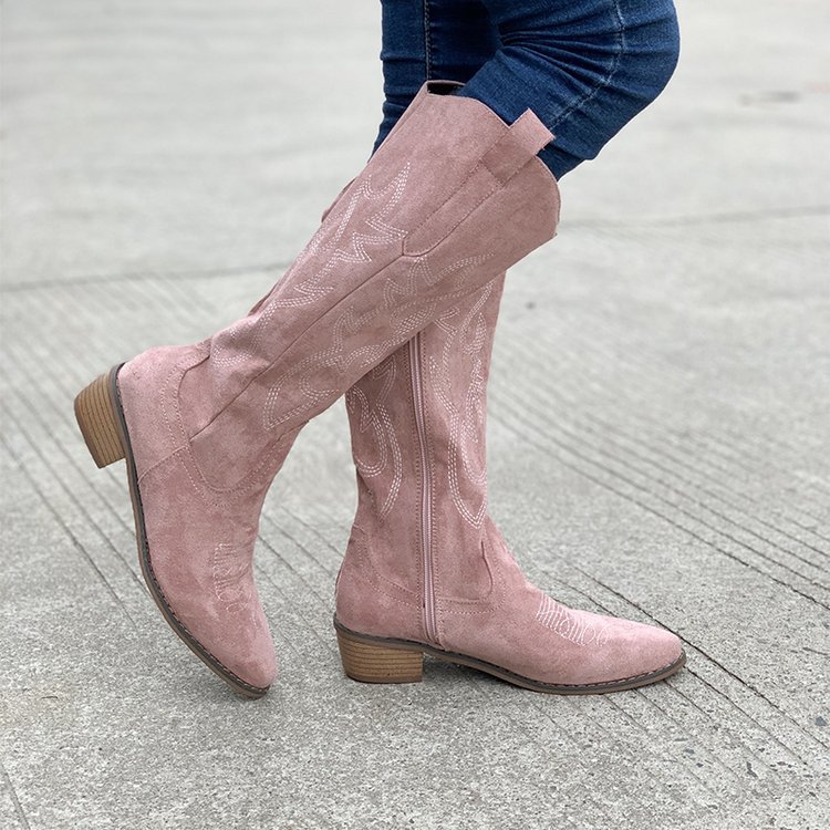 Botas de combate de tacón grueso marrón claro