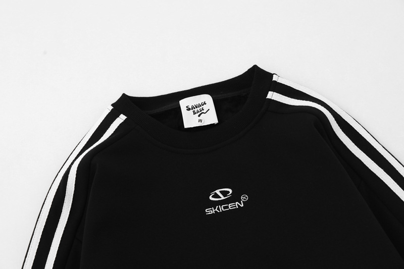 Sudadera con capucha holgada de algodón a rayas para hombre
