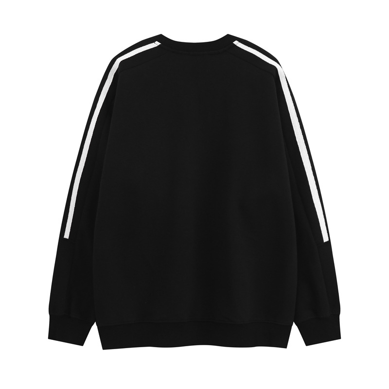 Sudadera con capucha holgada de algodón a rayas para hombre