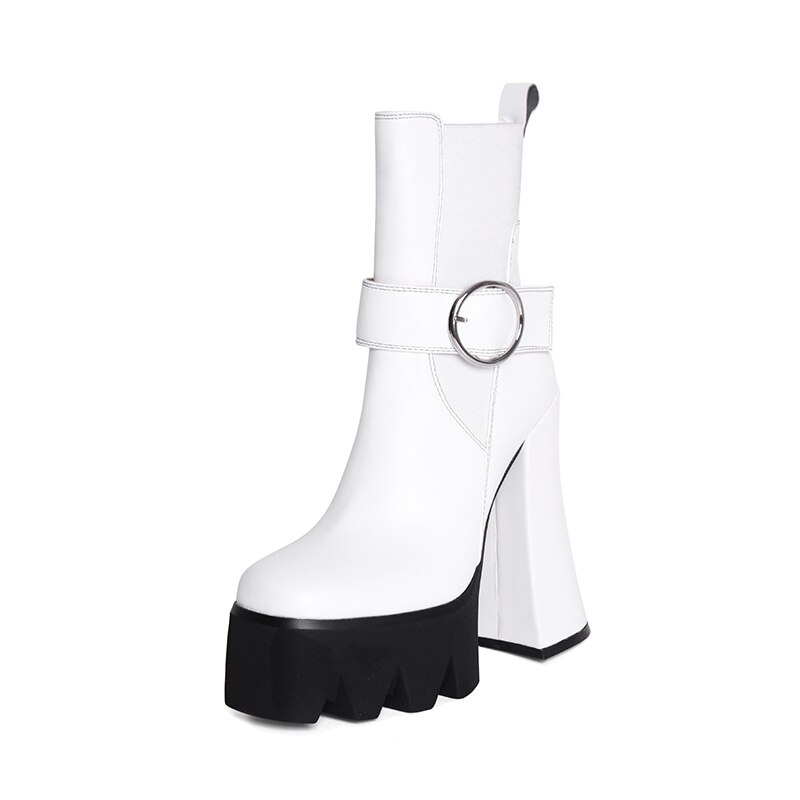 Botines elegantes de plataforma de tacón stiletto de poliuretano para mujeres