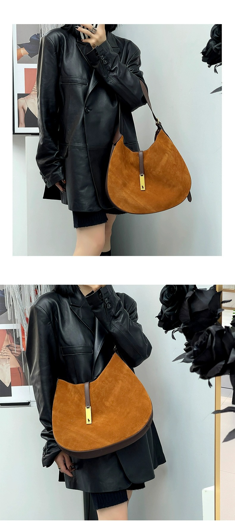 Bolso Carryall Holgado con Fruncido para Mujer