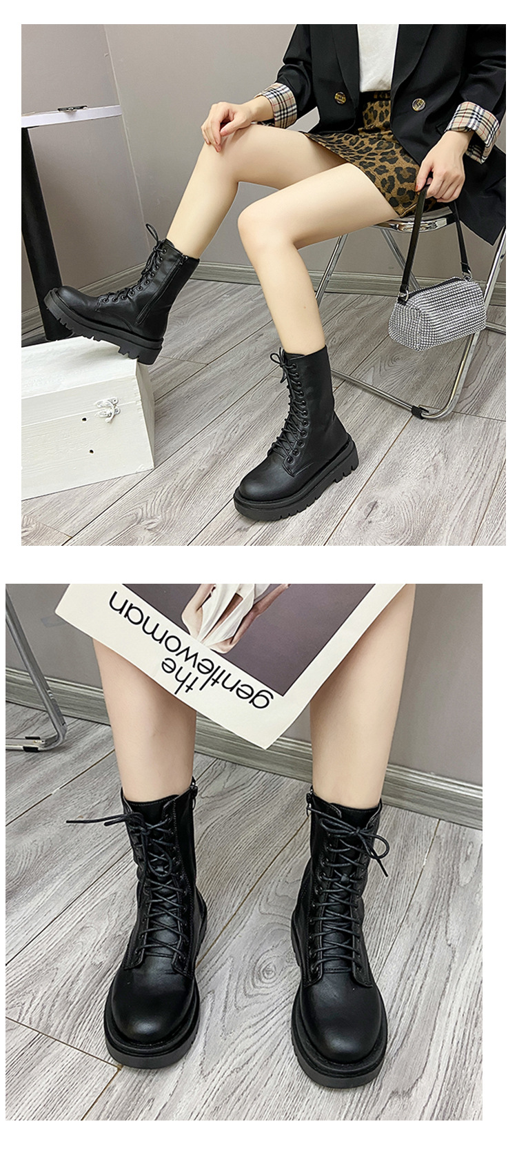 Botas de combate de plataforma altas para mujeres