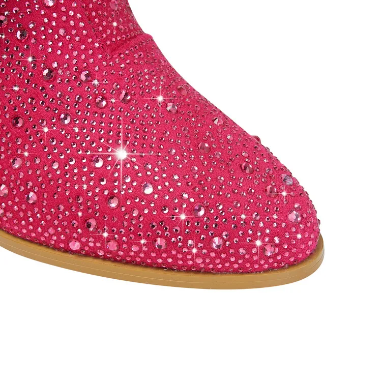 Botas altas de goma gruesas con puntera en v para mujer