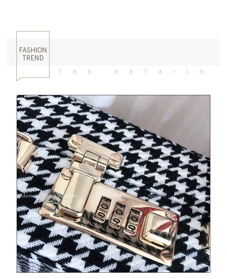 Grande bolso de mano de lana vintage de cuadros estructurado