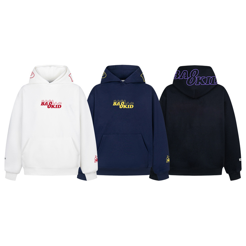 Sudadera con capucha oversize de algodón de manga larga con estampado de tipografía