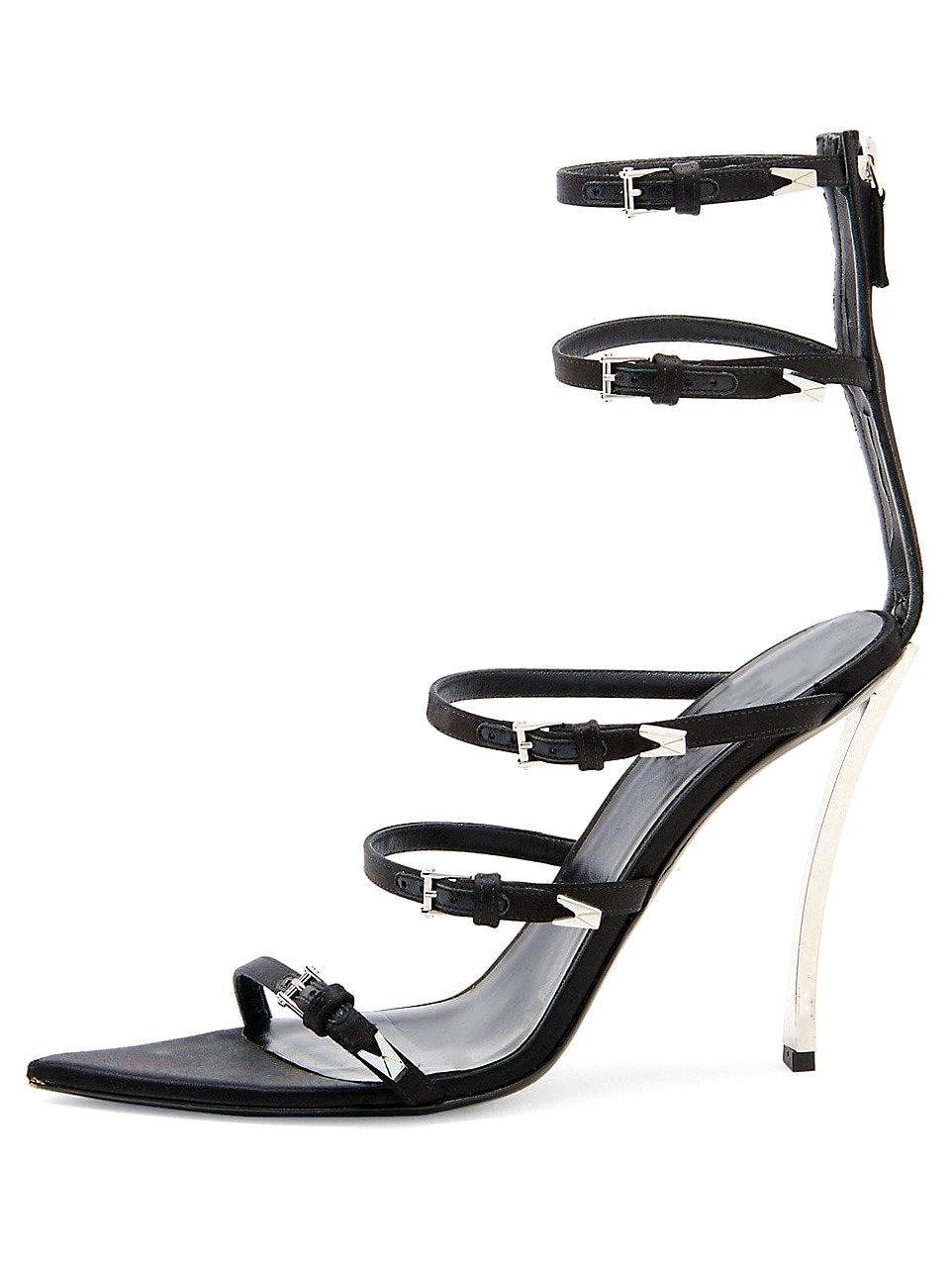 Sandalias de ajuste ancho de tacón stiletto para mujer con punta almendra y tiras